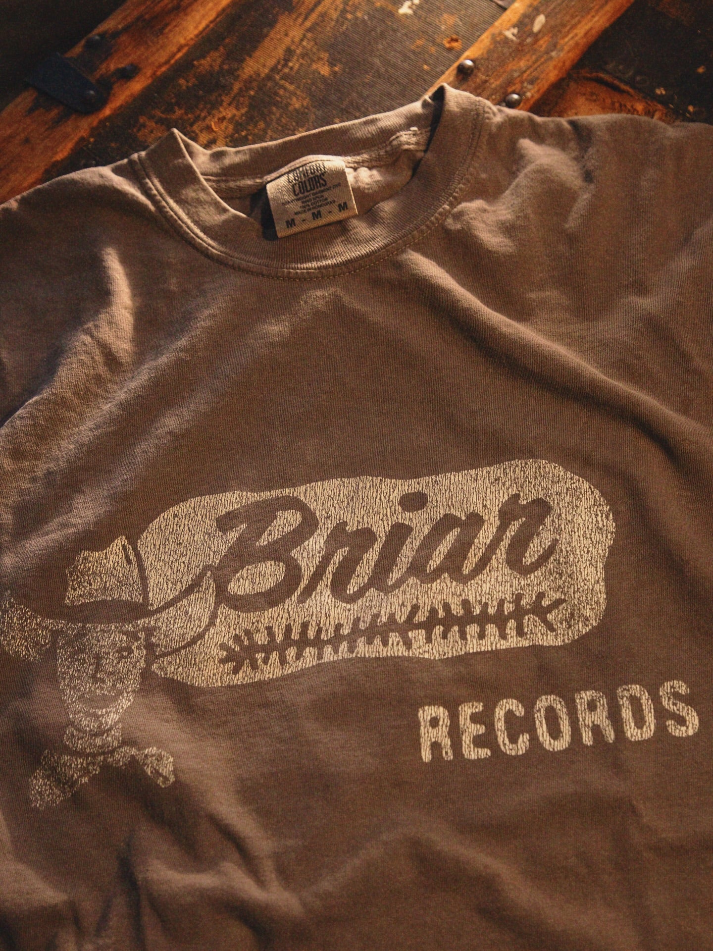 Briar Records Vintage Distressed garment-dyed heavyweight t-shirt