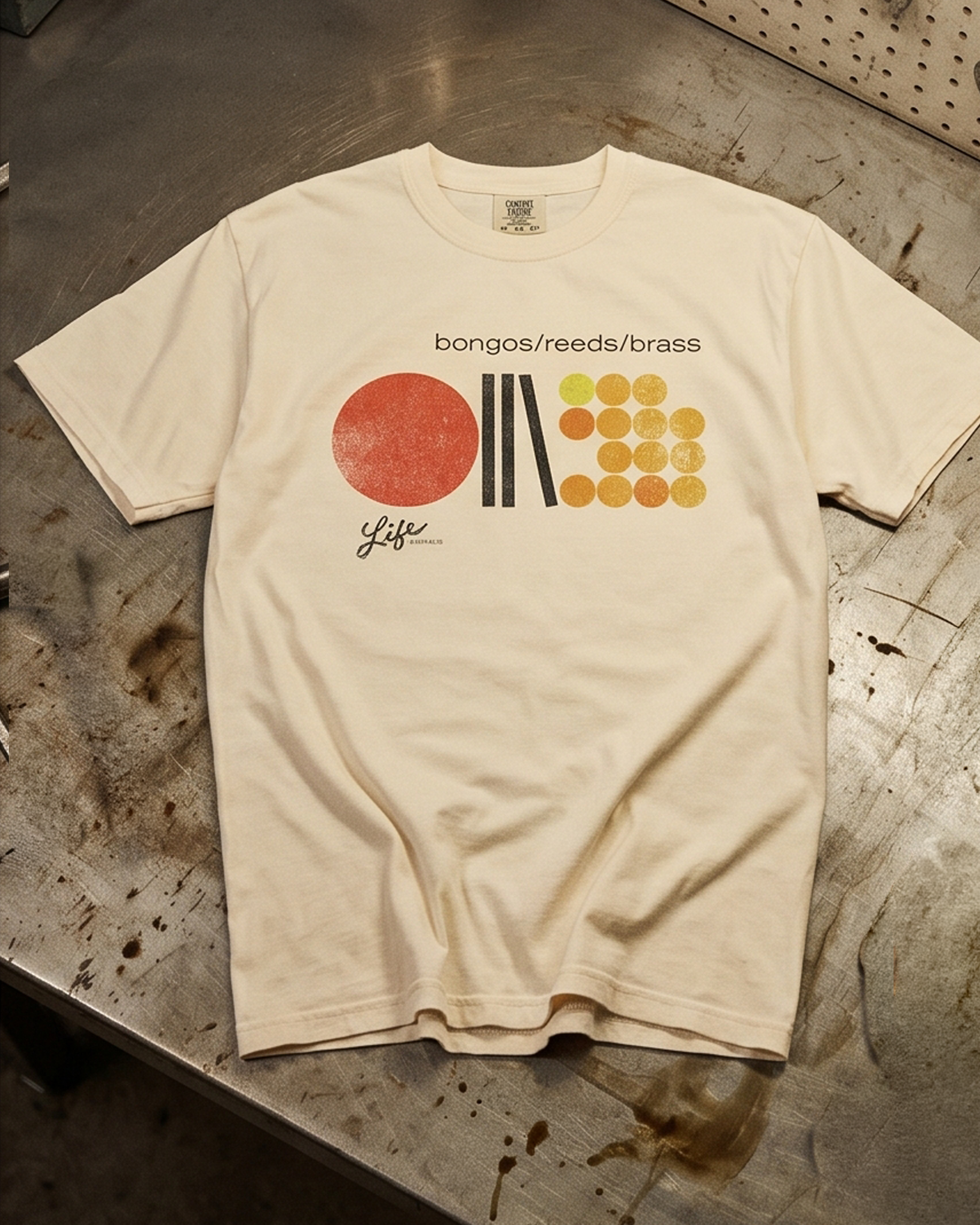 bongos / reeds / brass Distressed Unisex garment-dyed heavyweight t-shirt