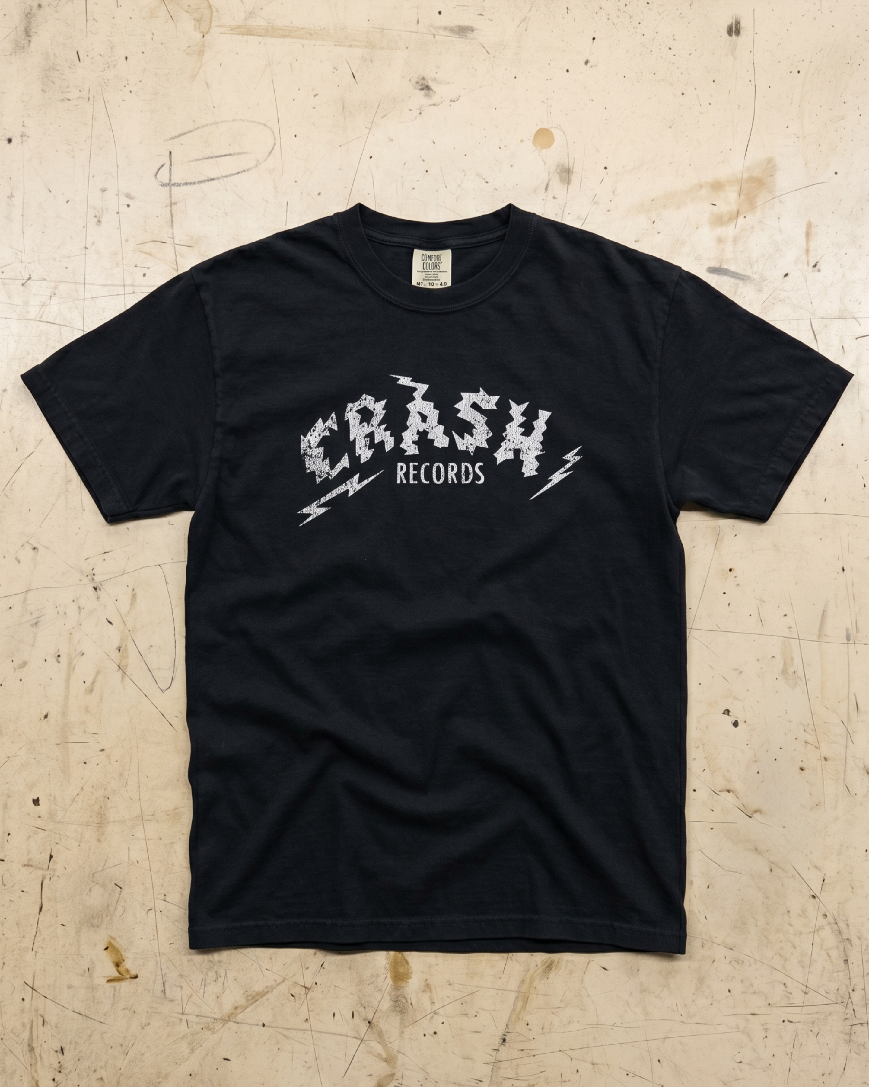 Crash Records Distressed Unisex garment-dyed heavyweight t-shirt