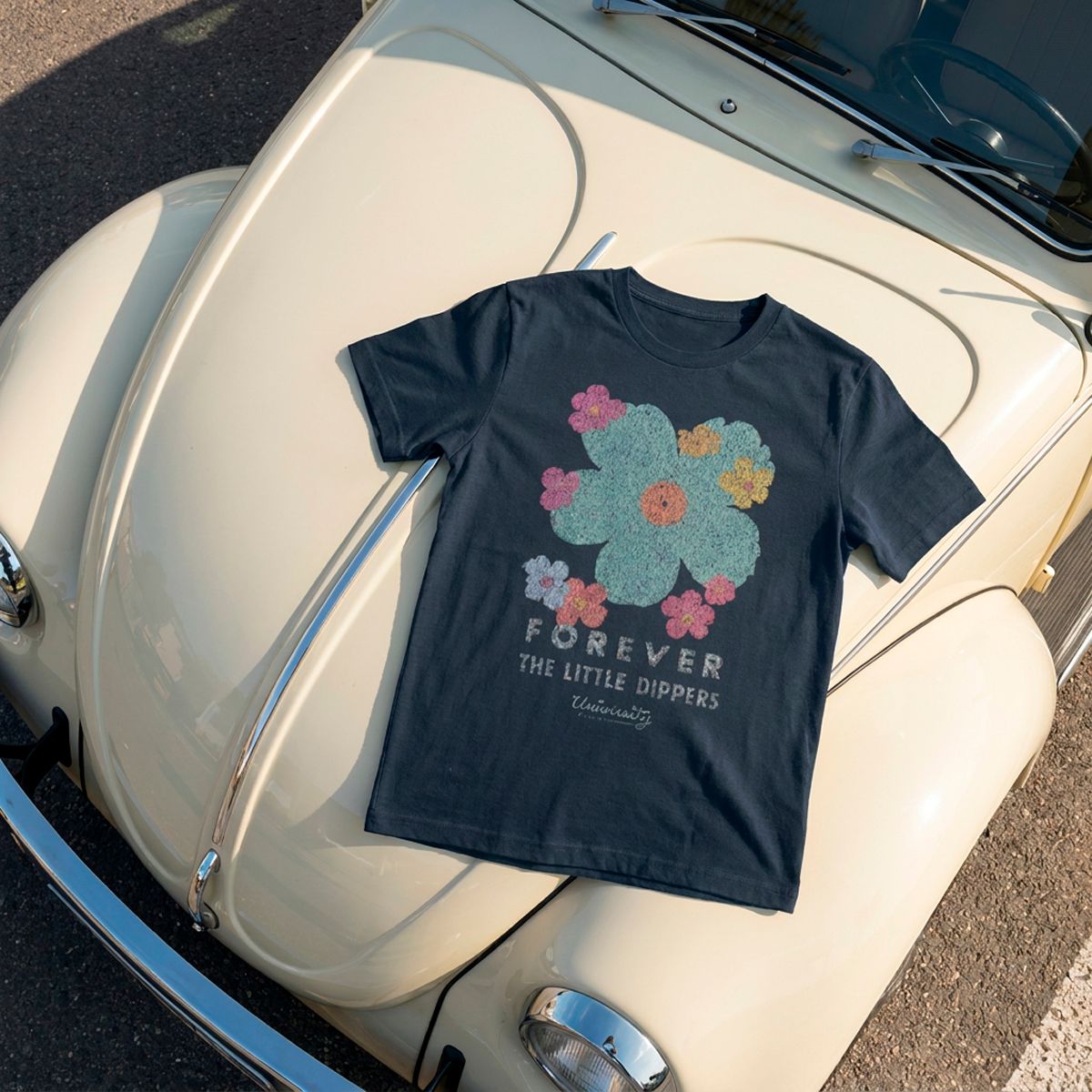 Forever - The Little Dippers - 60's Flowers - University Records Vintage Distressed organic ribbed neck t-shirt