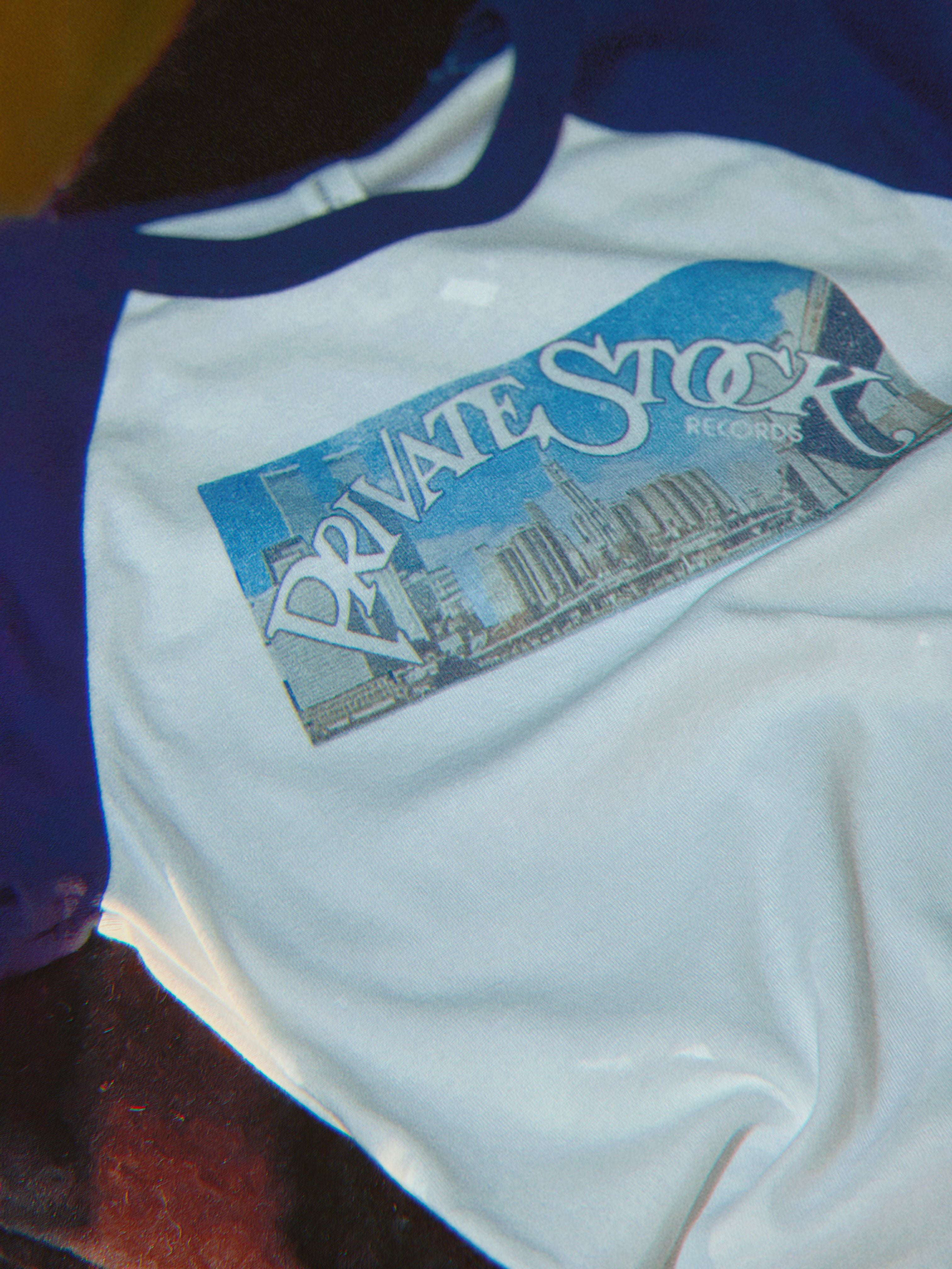 Private Stock Records NYC Vintage Distressed Women’s micro rib raglan baby tee