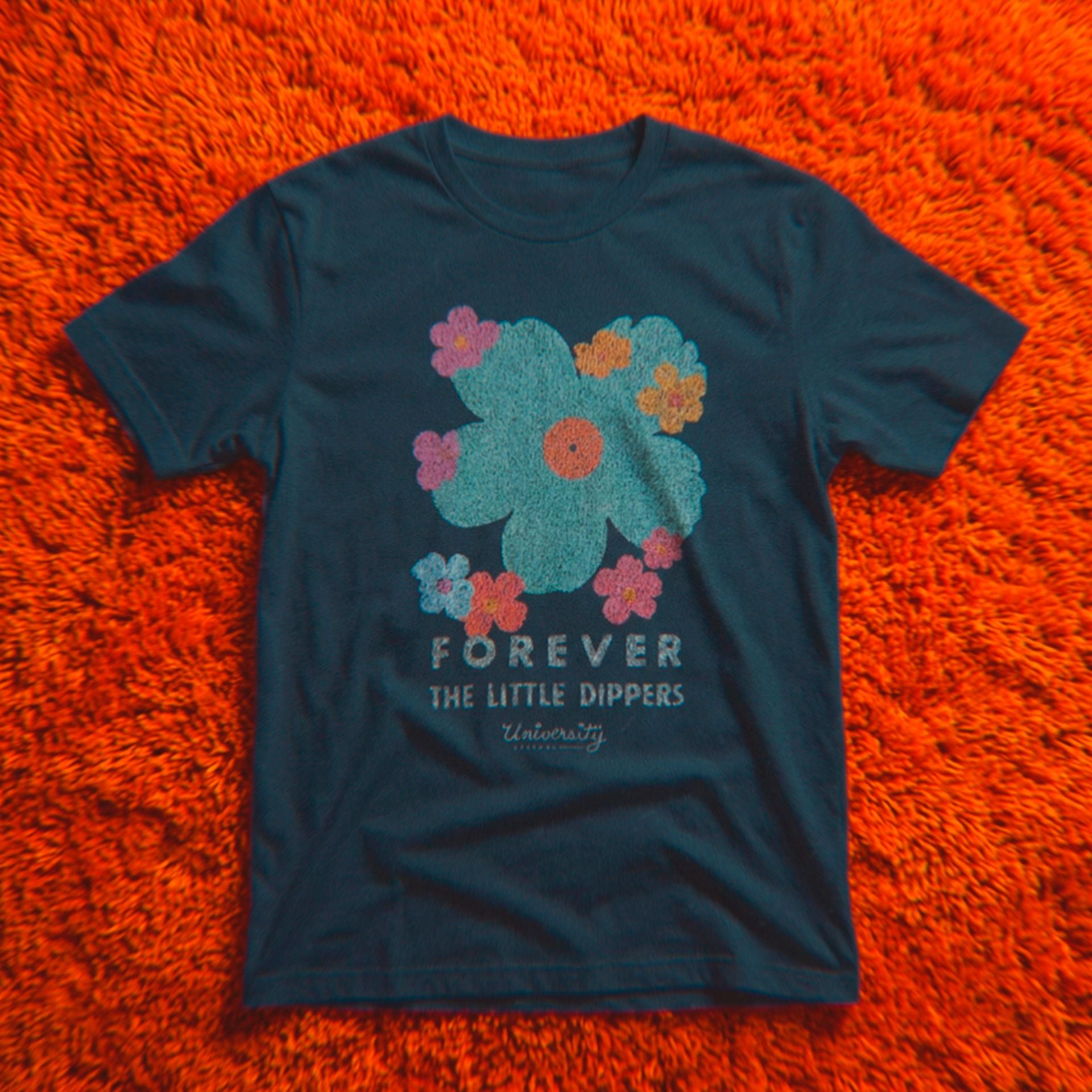 Forever - The Little Dippers - 60's Flowers - University Records Vintage Distressed organic ribbed neck t-shirt
