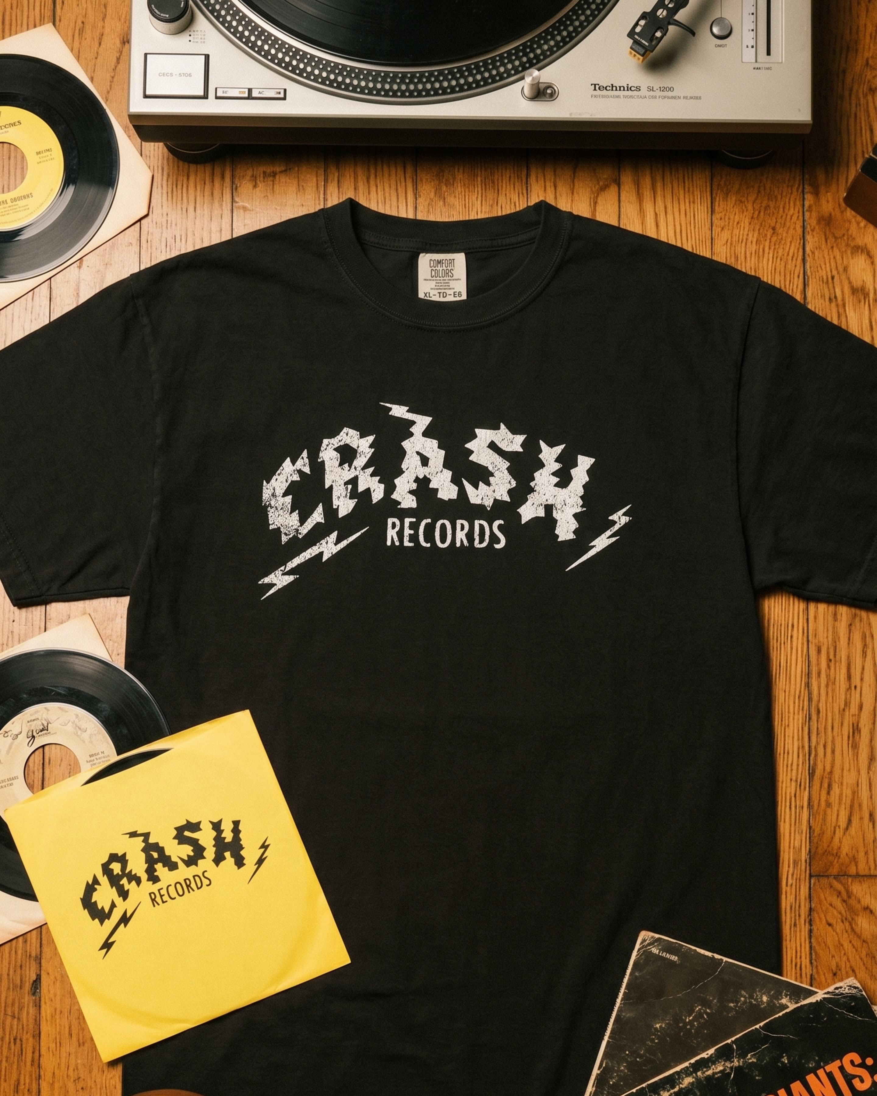 Crash Records Distressed Unisex garment-dyed heavyweight t-shirt