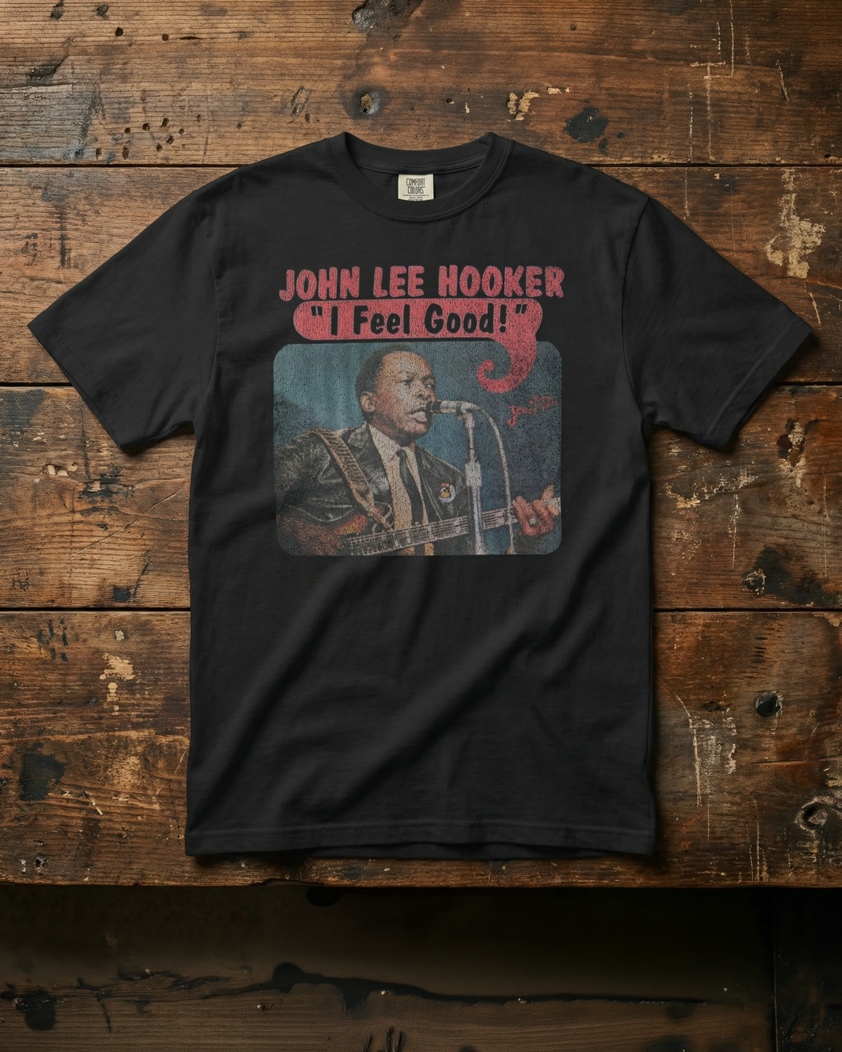 I Feel GOOD (version 2) - John Lee Hooker Distressed Unisex garment-dyed heavyweight t-shirt
