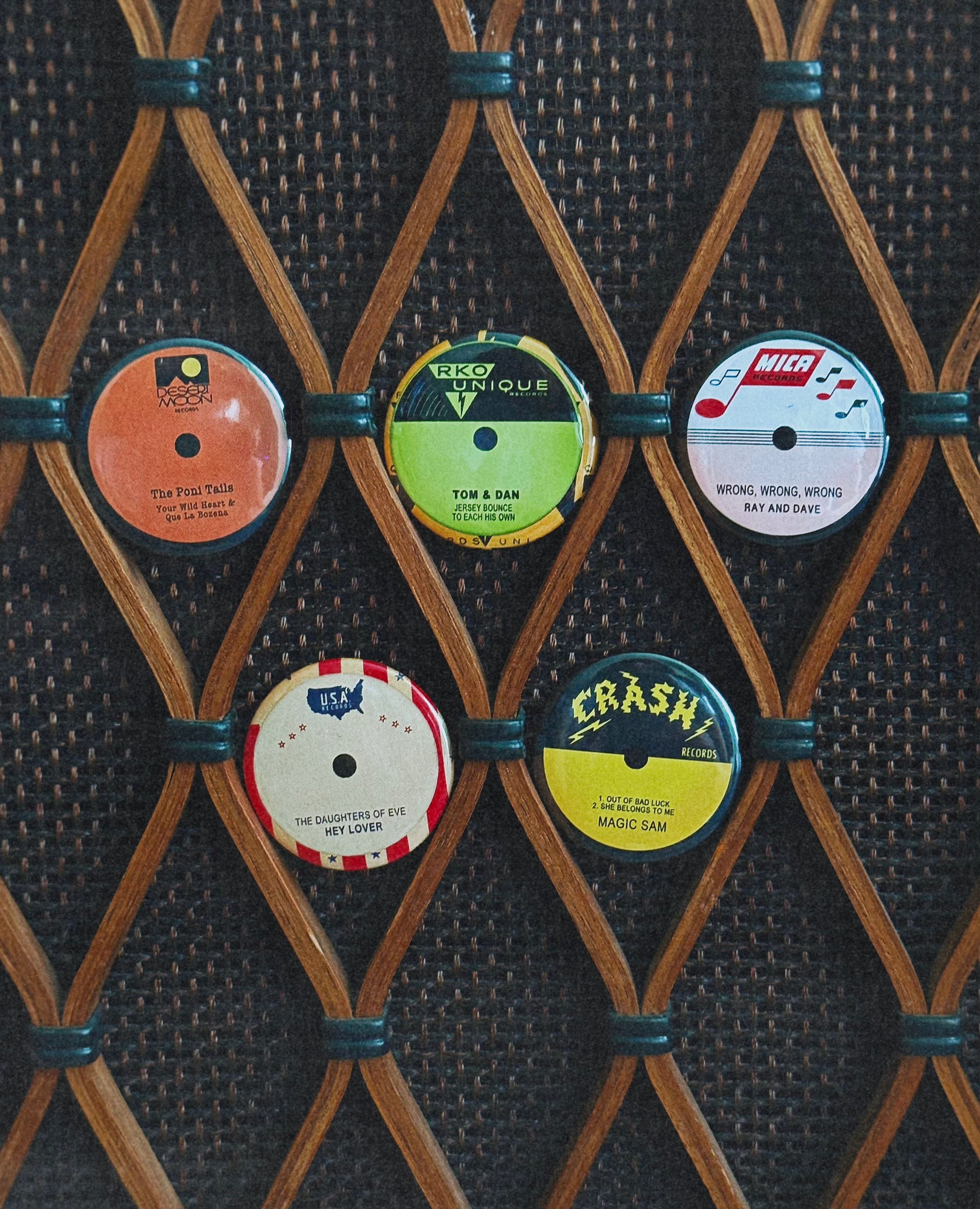 Vintage Records - Singles- Set of pin buttons