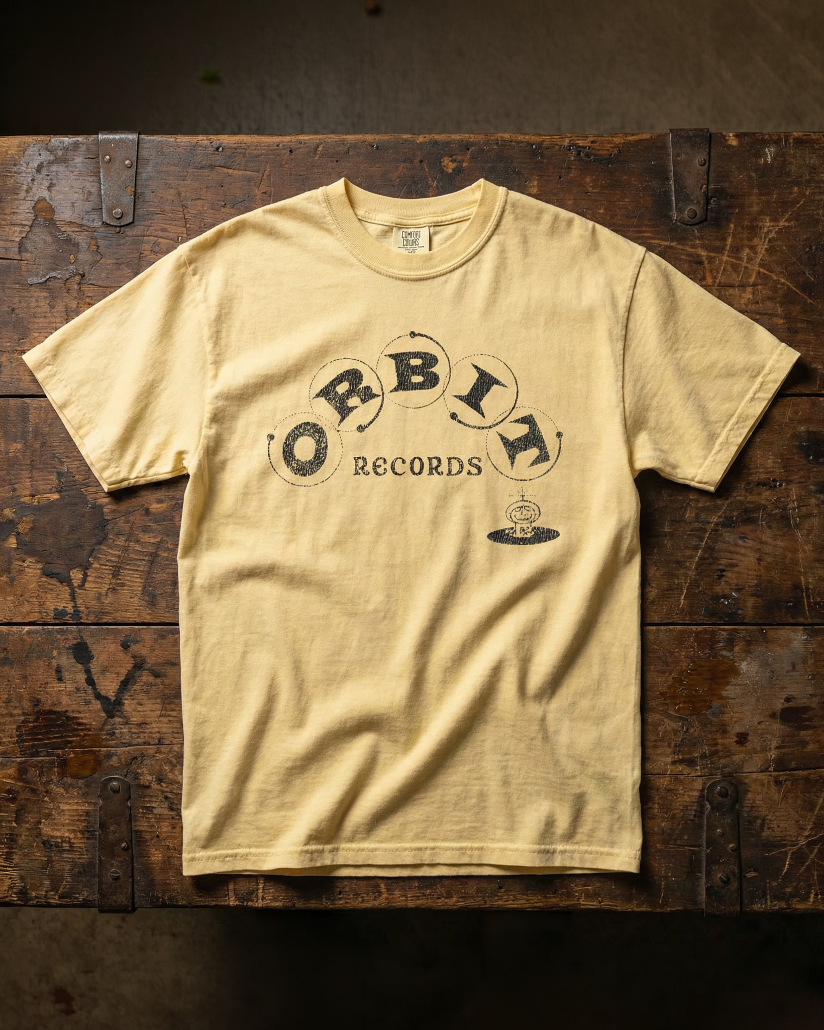 Orbit Records Distressed Unisex garment-dyed heavyweight t-shirt