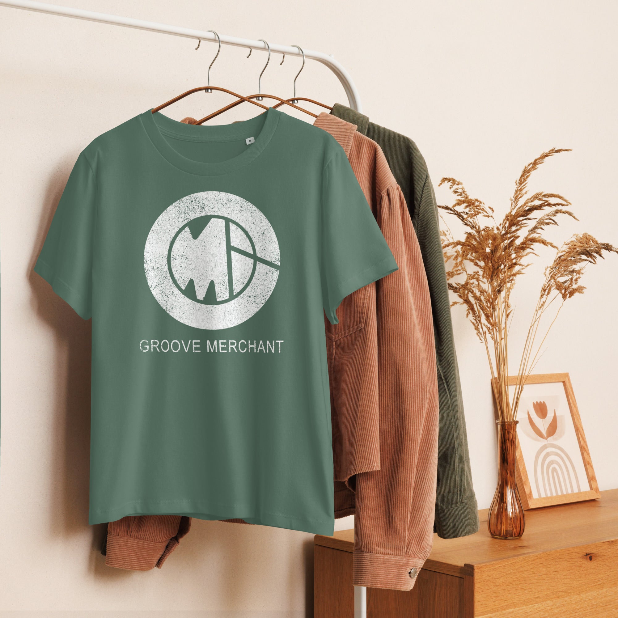 Groove Merchant Distressed Women’s organic ribbed neck t-shirt