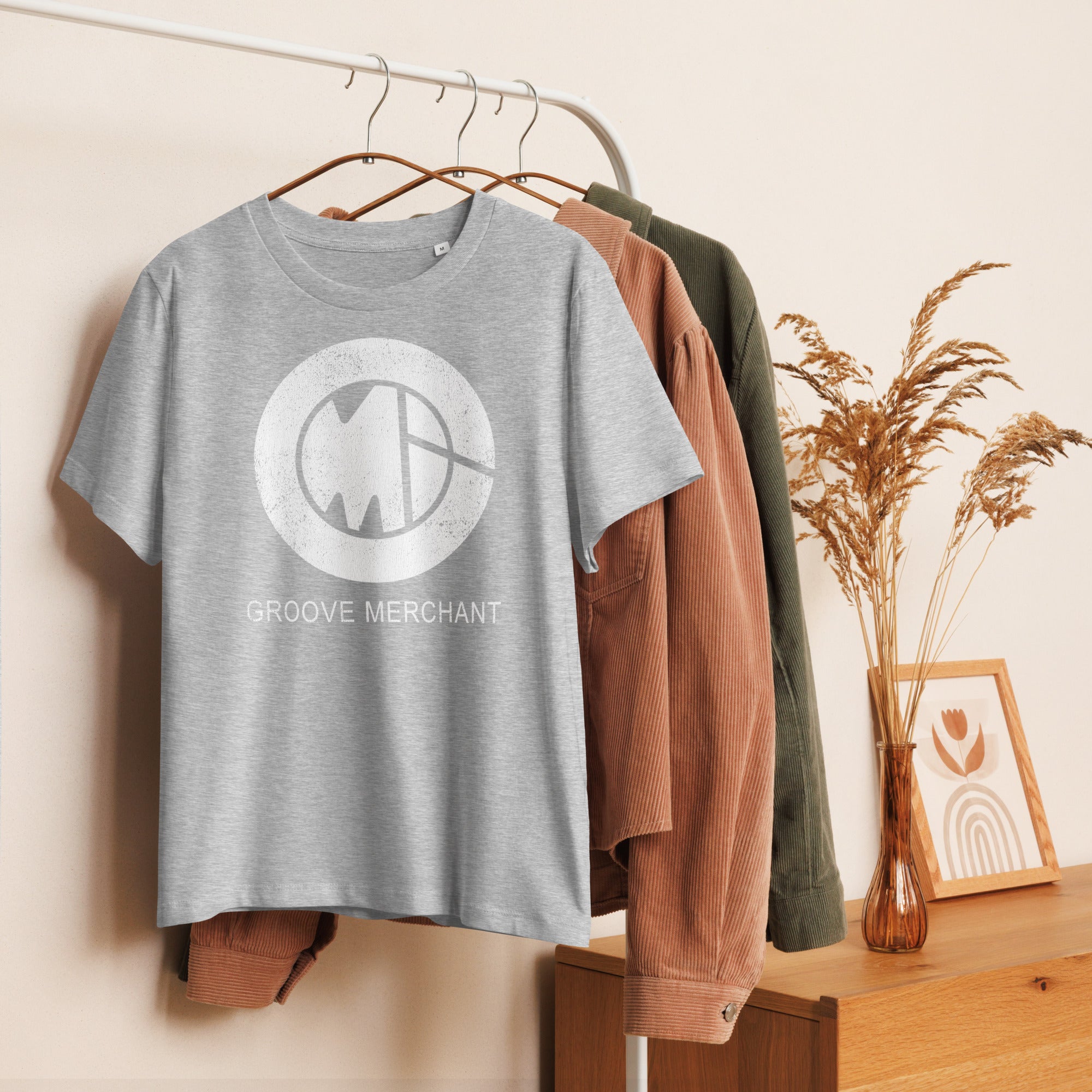 Groove Merchant Distressed Women’s organic ribbed neck t-shirt